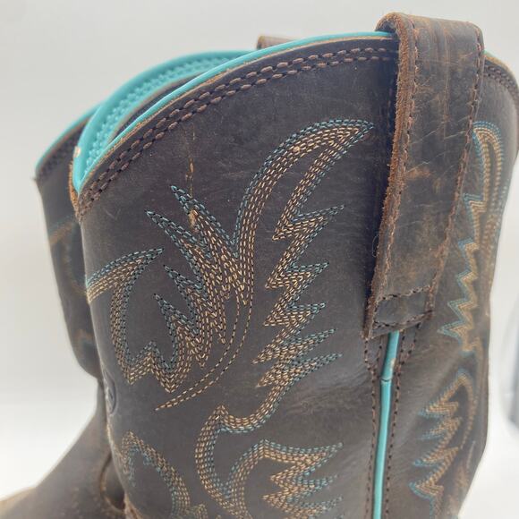 Ariat Krista Brown Leather Calf Height Boots Cowboy Steel Toe Women's size 7.5 - Picture 4 of 12